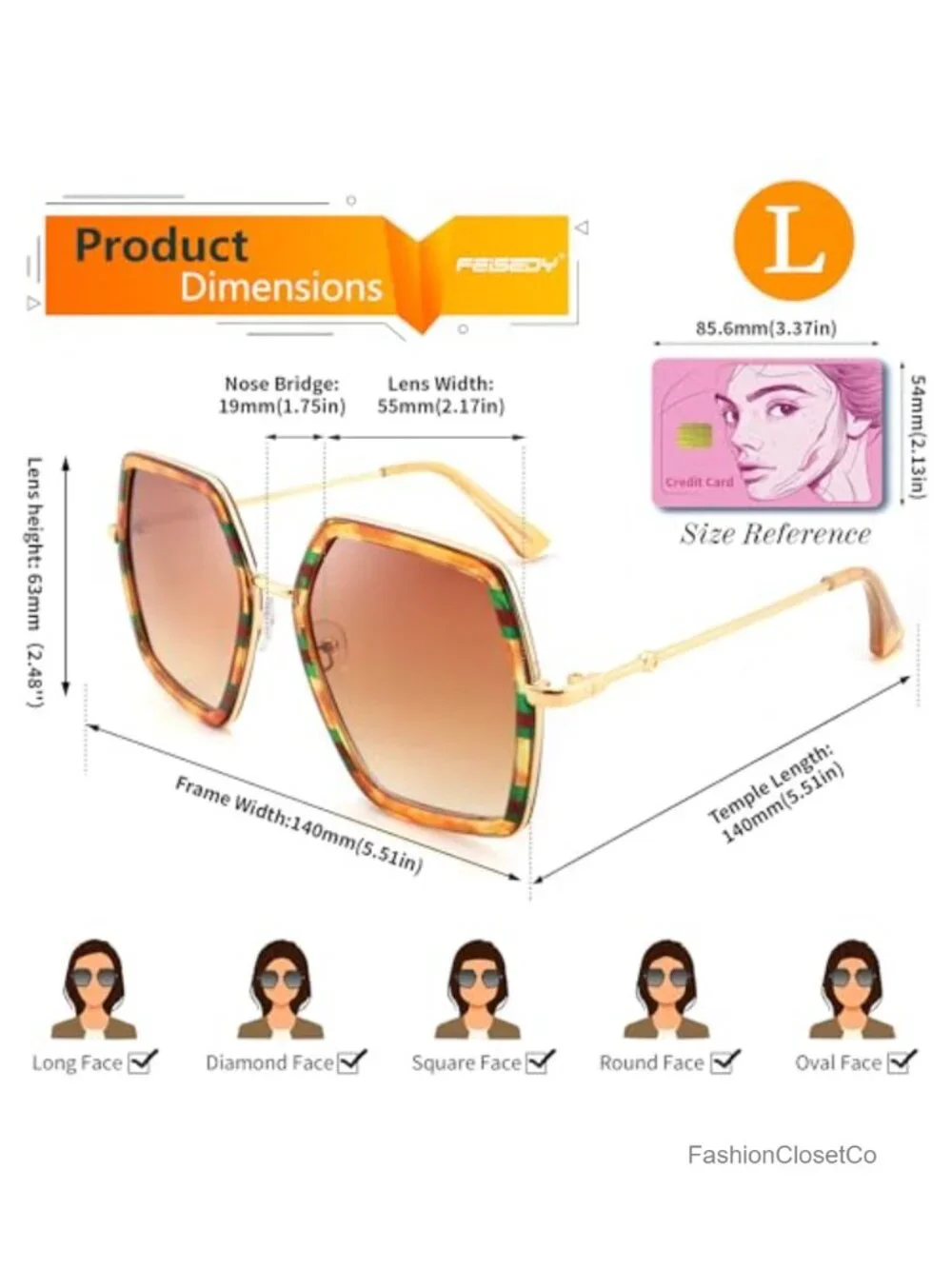 Oversized Hexagon Sunglasses UV400 Geometric Women's Shades with Adjustable